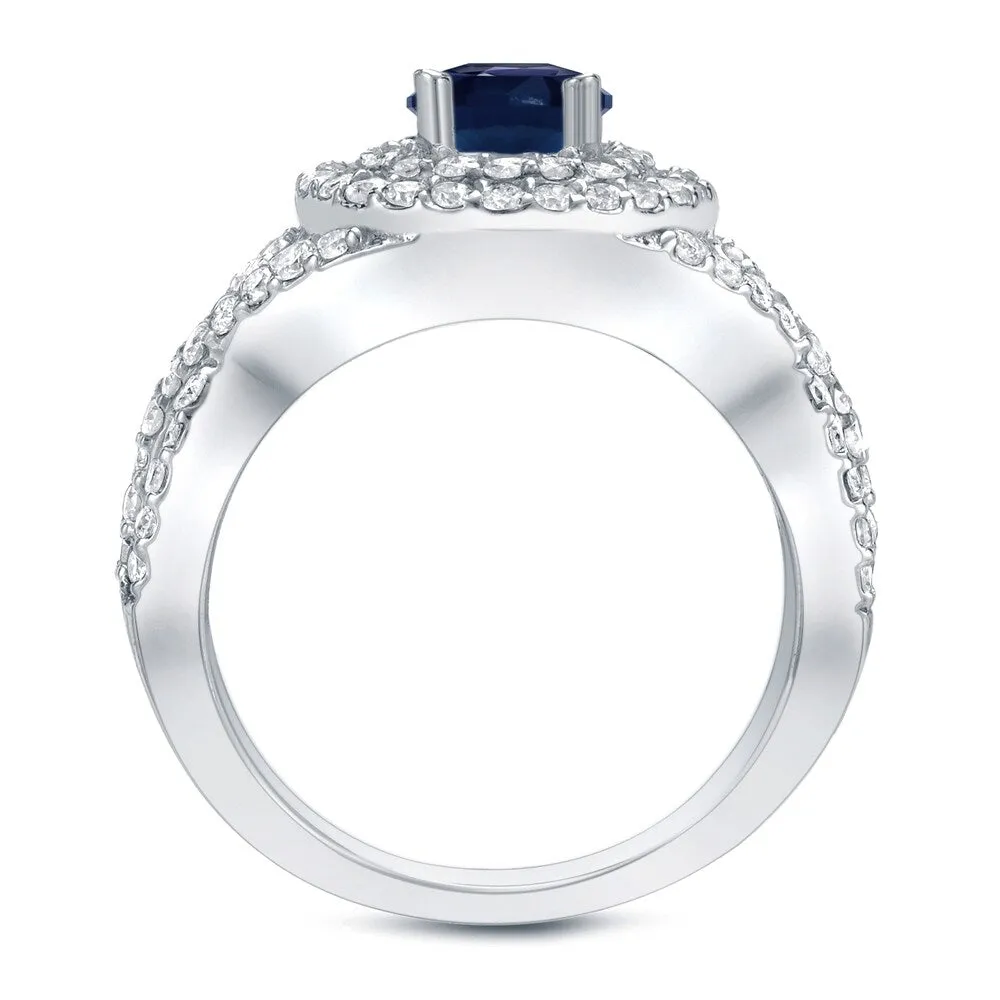 Auriya 14k Gold 1/2ct Blue Sapphire and 1ct TDW Round Diamond Engagement Ring (H-I, SI1-SI2) sold by Zulily product image thumbnail 5