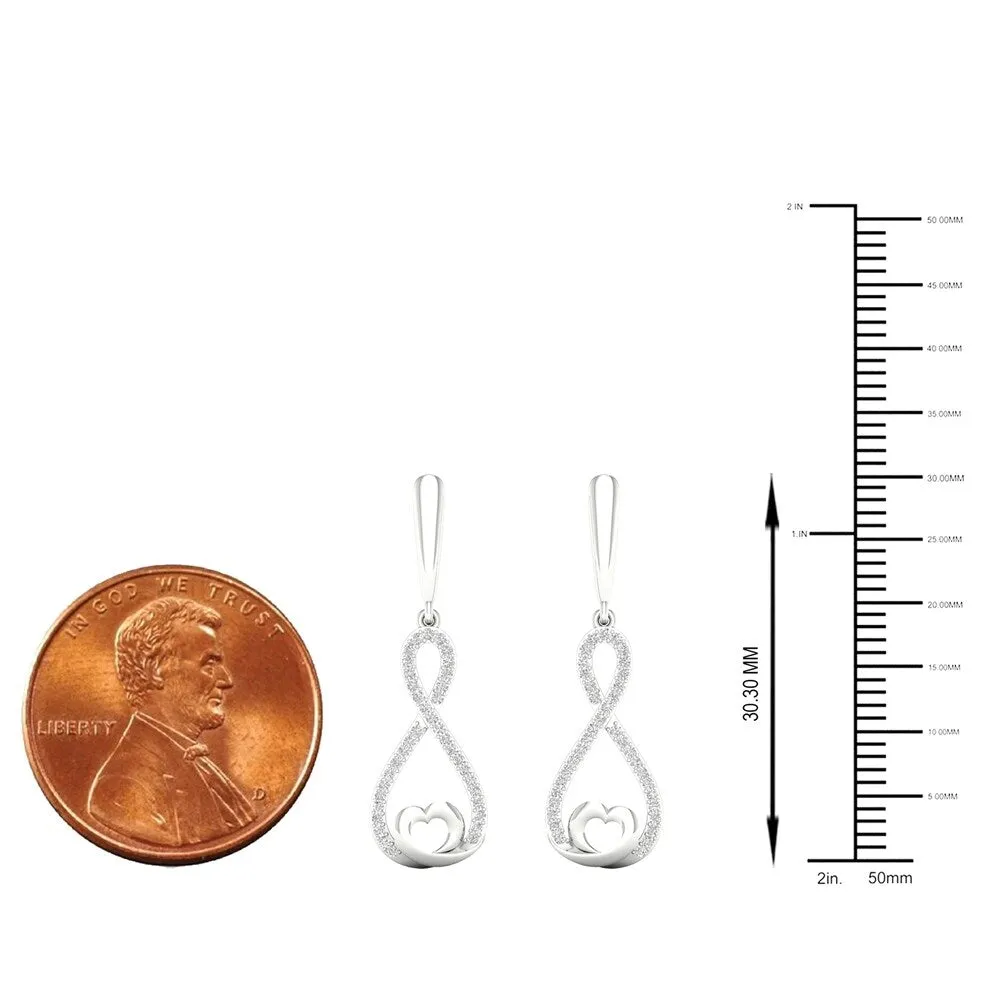 1/5ct TDW Diamond Infinity Heart Dangle Earrings in Sterling Silver with Gold Plated Heart by De Couer sold by Zulily product image thumbnail 4