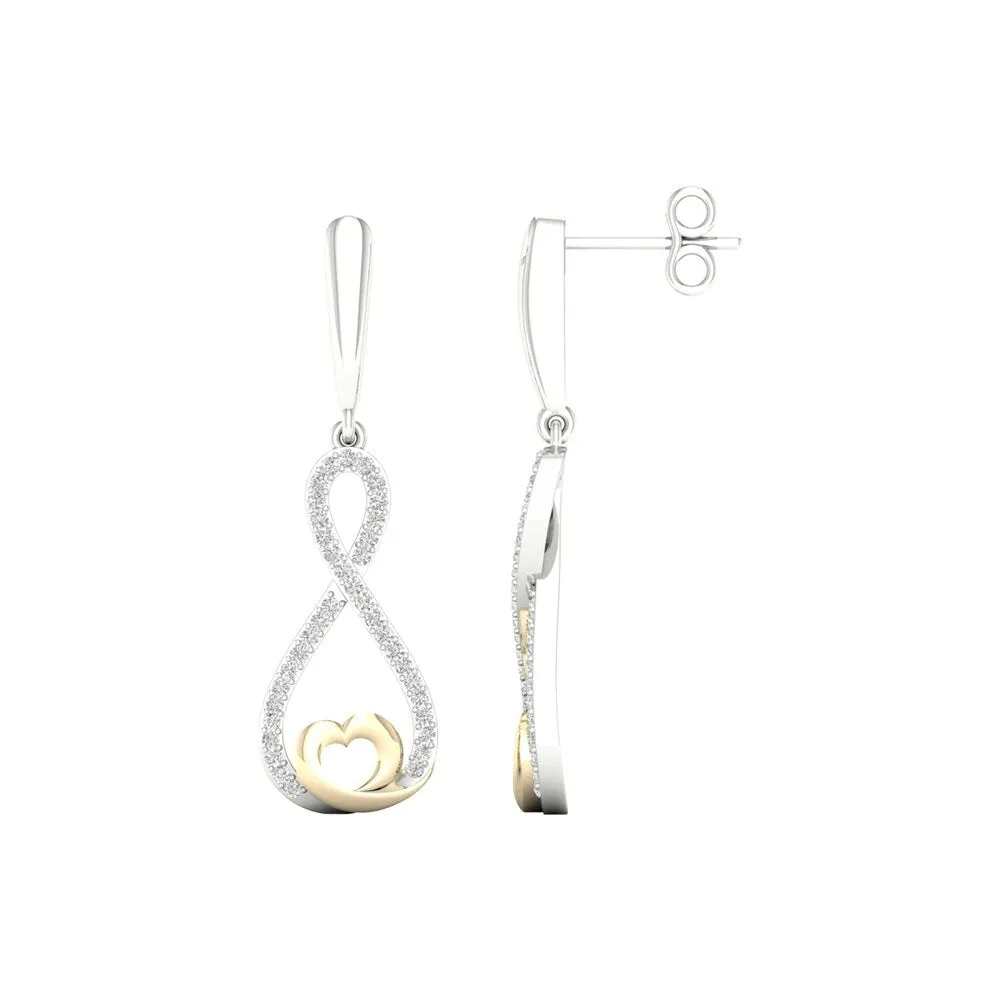 1/5ct TDW Diamond Infinity Heart Dangle Earrings in Sterling Silver with Gold Plated Heart by De Couer sold by Zulily product image thumbnail 5