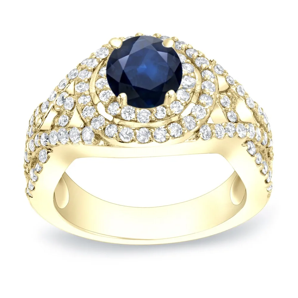 Auriya 14k Gold 1/2ct Blue Sapphire and 1ct TDW Round Diamond Engagement Ring (H-I, SI1-SI2) sold by Zulily product image thumbnail 2