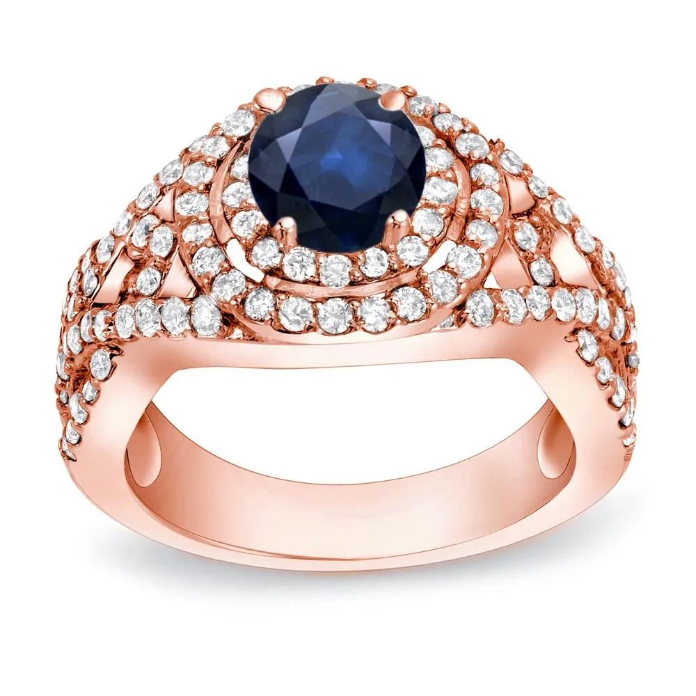 Auriya 14k Gold 1/2ct Blue Sapphire and 1ct TDW Round Diamond Engagement Ring (H-I, SI1-SI2) sold by Zulily product image thumbnail 3