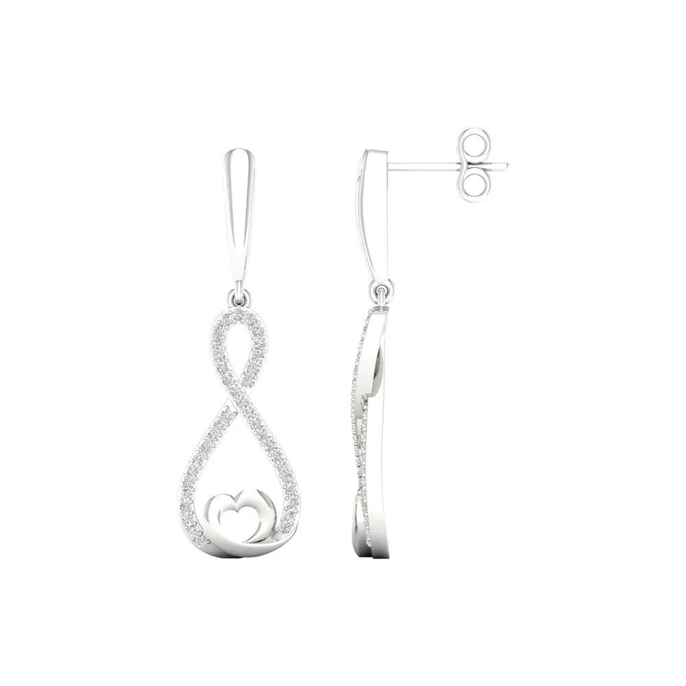 1/5ct TDW Diamond Infinity Heart Dangle Earrings in Sterling Silver with Gold Plated Heart by De Couer sold by Zulily product image thumbnail 2