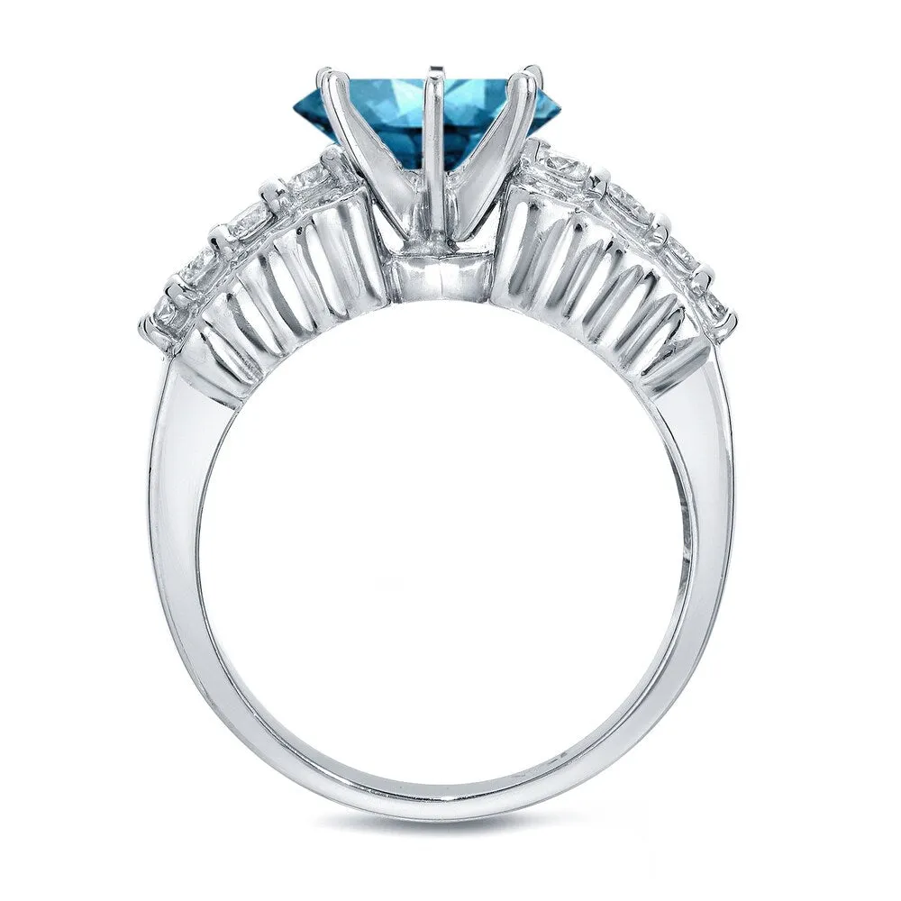 Auriya Modern 2ct TDW Round Blue Diamond Engagement Ring Set 14k White Gold sold by Zulily product image thumbnail 3