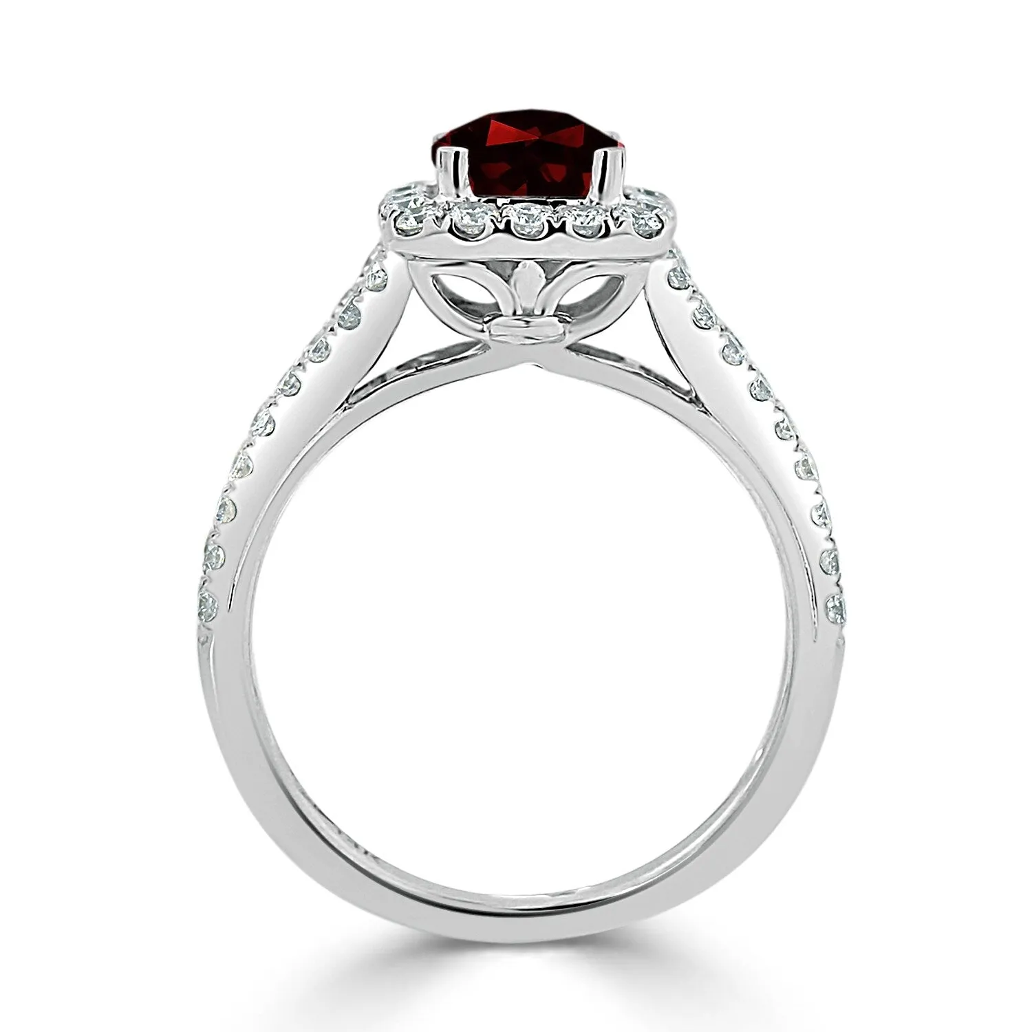 Auriya 9/10ct Cushion-cut Garnet Halo Diamond Engagement Ring 5/8ctw 14k Gold sold by Zulily product image thumbnail 5