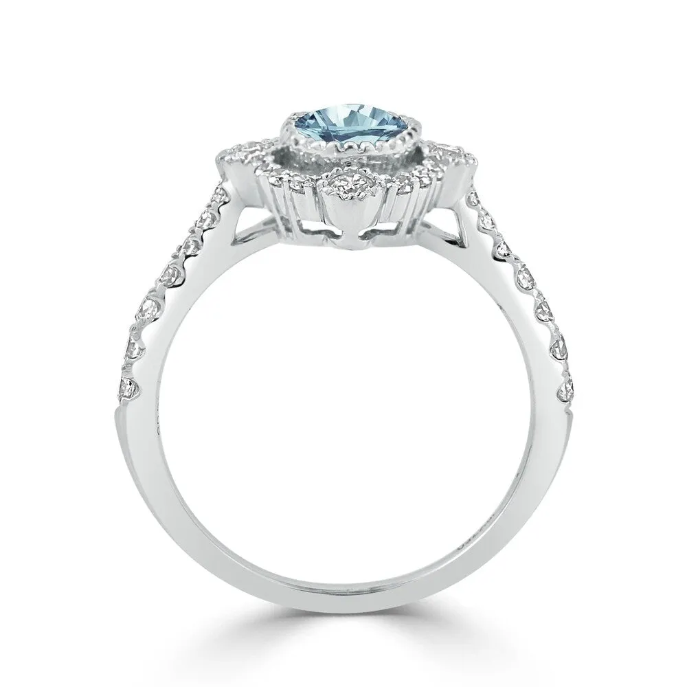 Auriya 5/8ct Oval-cut Aquamarine and Halo Diamond Engagement Ring 1/2ctw 18K Gold sold by Zulily product image thumbnail 4