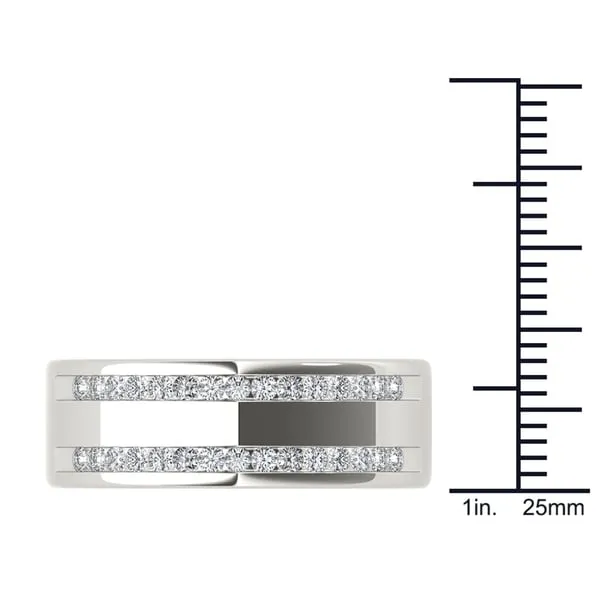 De Couer 14k White Gold 1/2ct TDW Diamond Men's Wedding Band sold by Zulily product image thumbnail 4