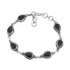 Sterling Silver Black Onyx Link Chain Bracelet sold by Zulily