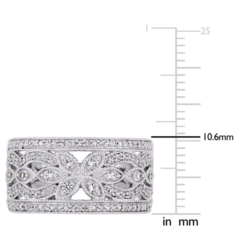Miadora Signature Collection 10k White Gold Created White Sapphire Floral Infinity Anniversary Band sold by Zulily