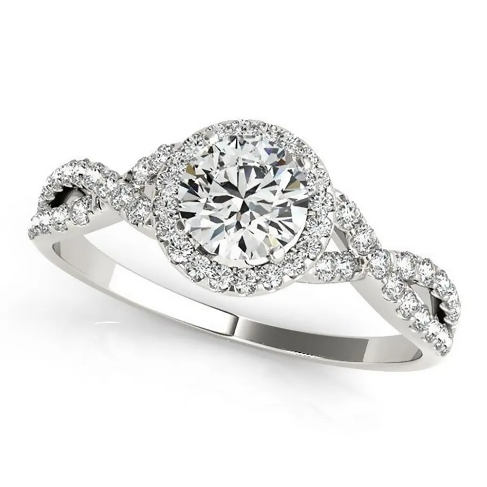 Auriya 14k Gold 2 1/2ct Twisted Moissanite Halo Diamond Engagement Ring 1/5ctw sold by Zulily