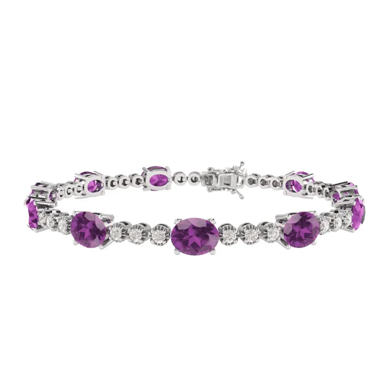 Sterling Silver with Amethyst and White Topaz Tennis Bracelet- 7.25" sold by Zulily