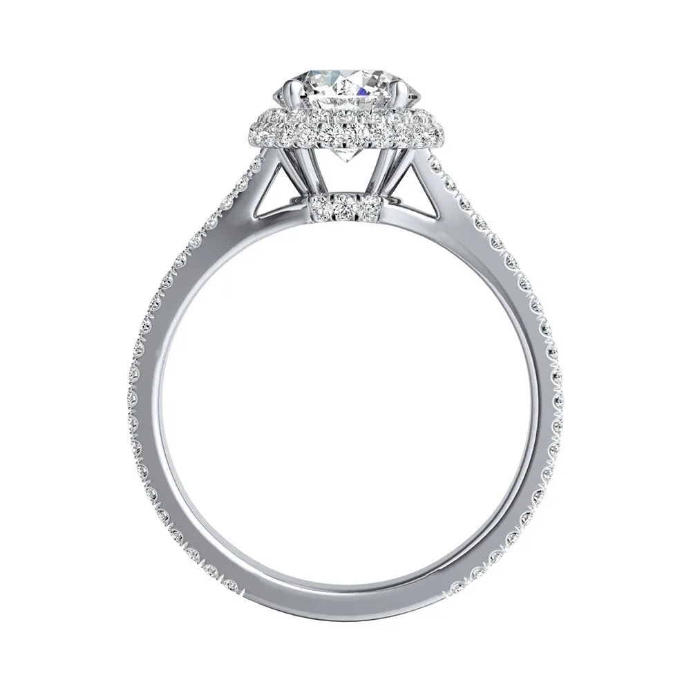 Auriya 14k Gold Round Double Edged 3ct Moissanite and 1/2ct TDW Halo Diamond Engagement Ring sold by Zulily product image thumbnail 4