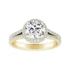 Auriya 14k Gold Round Double Edged 3ct Moissanite and 1/2ct TDW Halo Diamond Engagement Ring sold by Zulily