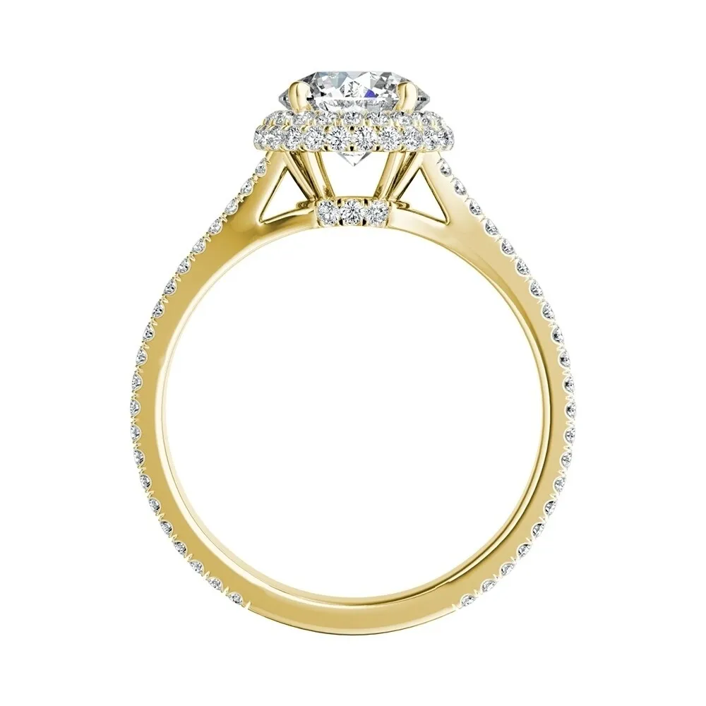 Auriya 14k Gold Round Double Edged 3ct Moissanite and 1/2ct TDW Halo Diamond Engagement Ring sold by Zulily product image thumbnail 5