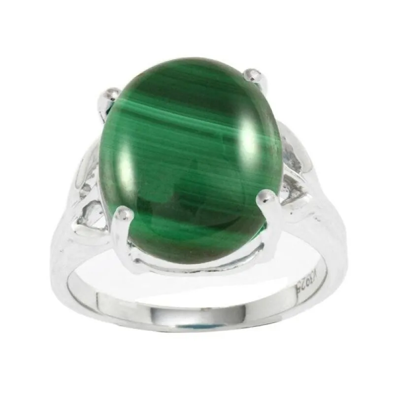 Sterling Silver Malachite Solitaire Ring sold by Zulily