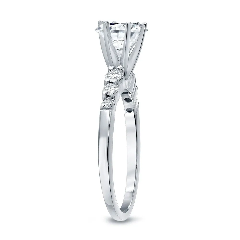 Auriya Classic 1 1/2 carat Round Moissanite and 1/3ct Side Stone Diamond Engagement Ring 14K Gold sold by Zulily product image thumbnail 4