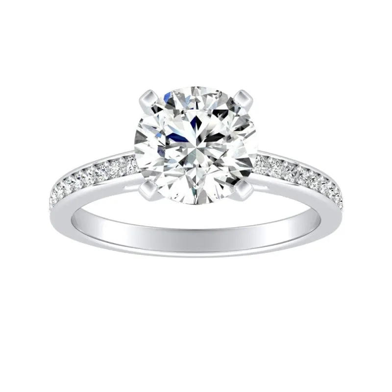 Auriya 14k Gold 3ct Round Moissanite and Diamond Engagement Ring 1/6ctw sold by Zulily