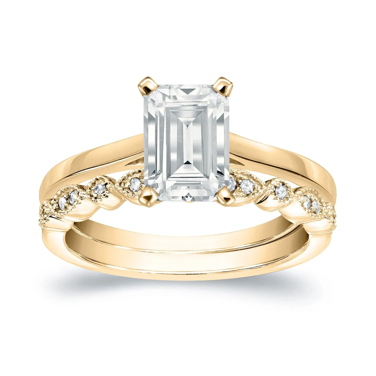 Auriya 14k Gold 1ctw Vintage Emerald-cut Solitaire Diamond Engagement Ring Set sold by Zulily product image thumbnail 3