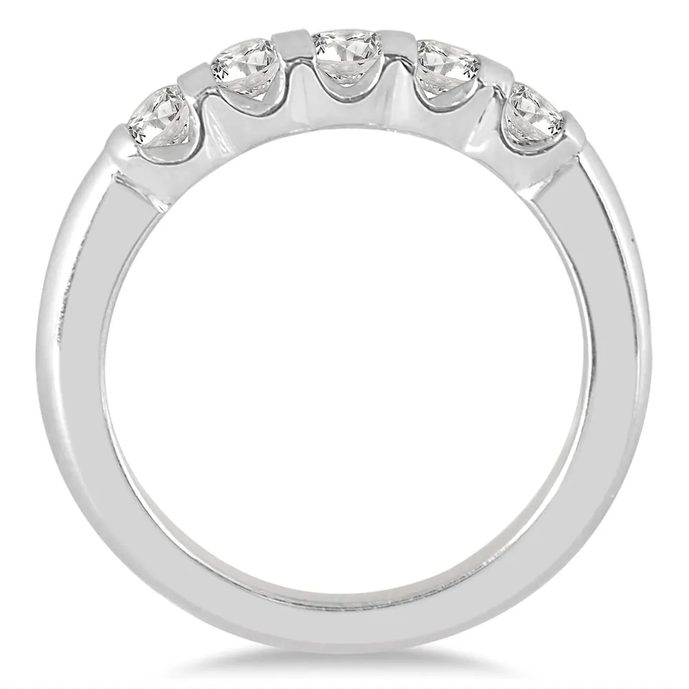 Marquee Jewels 14k White Gold 1/2ct TDW 5-stone Bar Set Diamond Wedding Band sold by Zulily product image thumbnail 2