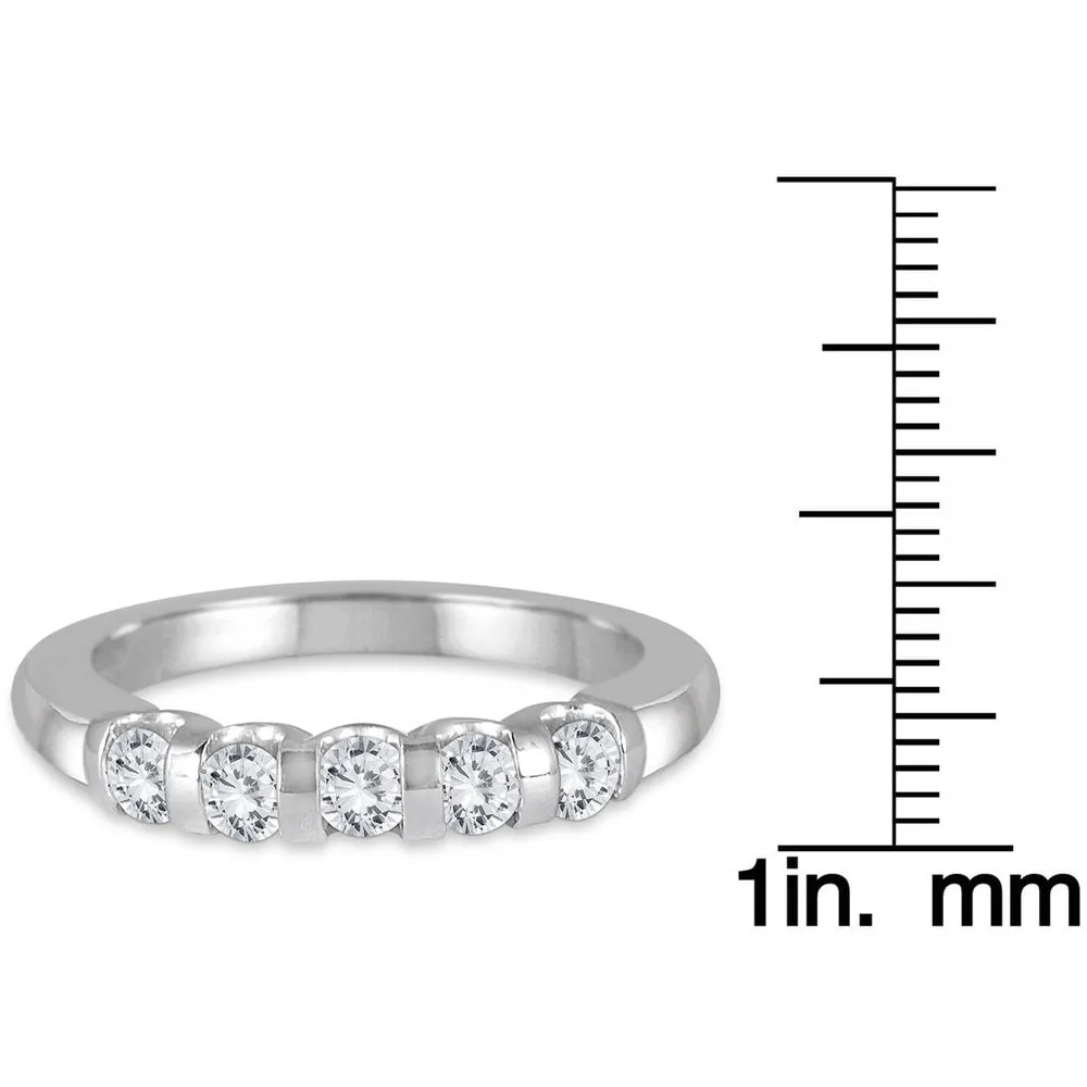 Marquee Jewels 14k White Gold 1/2ct TDW 5-stone Bar Set Diamond Wedding Band sold by Zulily product image thumbnail 3