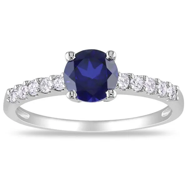 Miadora 10k Gold Created Sapphire and 1/4ct TDW Diamond Ring (G-H, I2) sold by Zulily