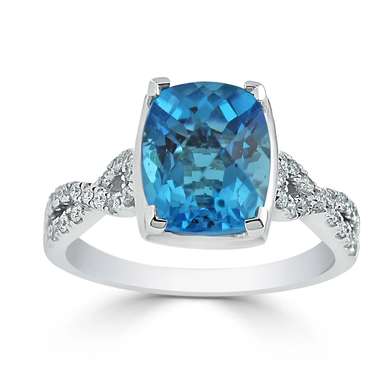 Auriya 3 9/10ct Cushion-cut Swiss-blue Topaz and Diamond Engagement Ring 1/5ctw 14k Gold sold by Zulily product image thumbnail 4