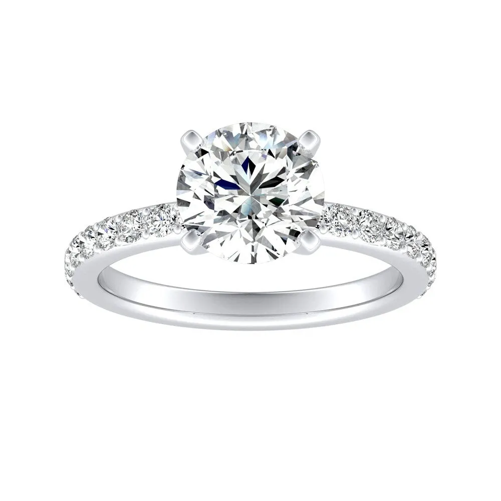 Auriya 14k Gold 3ctw Round Moissanite and Diamond Engagement Ring 1/3ct TDW sold by Zulily