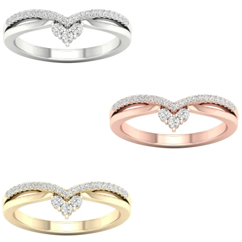 1/5ct TDW Diamond Contour Wedding Band in 10k Gold by De Couer sold by Zulily