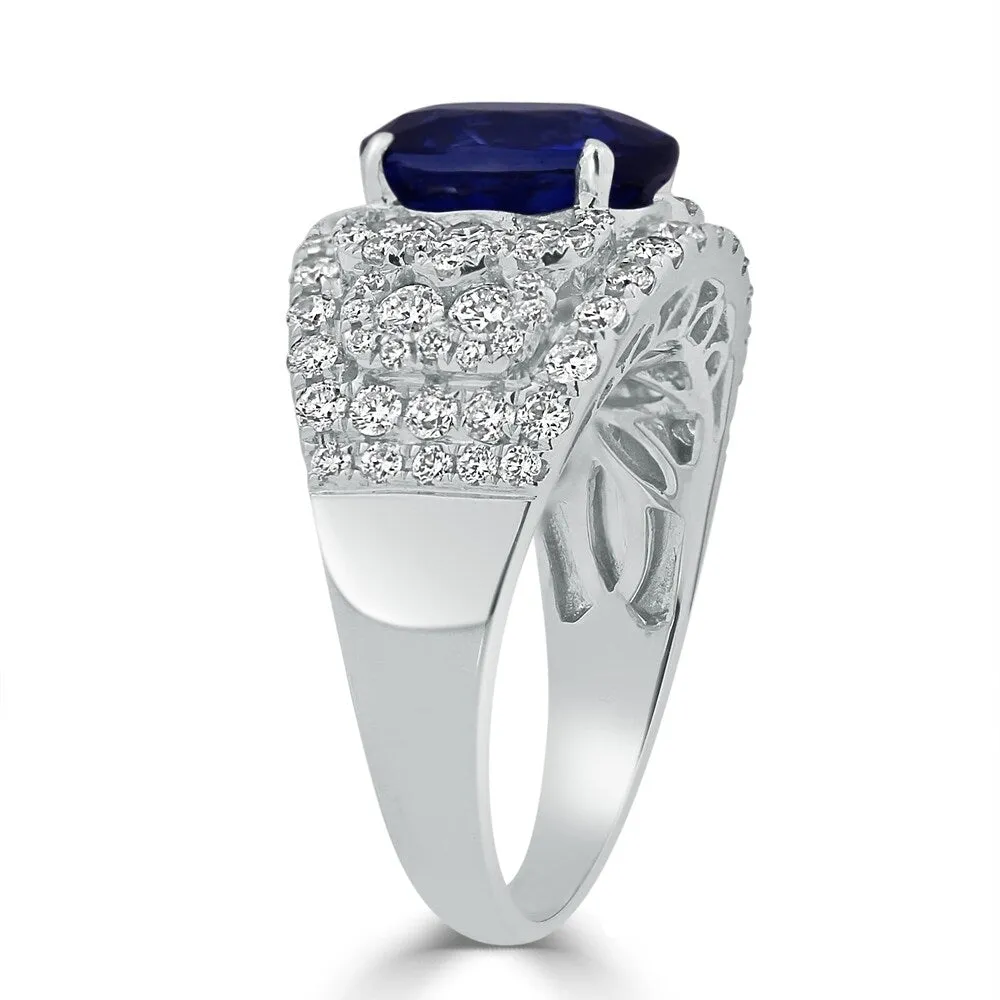 Auriya 8 1/3ct Oval-cut Blue Sapphire and 1 1/3ctw Pave Diamond Ring 18K Gold sold by Zulily product image thumbnail 4