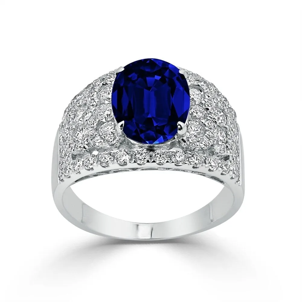 Auriya 8 1/3ct Oval-cut Blue Sapphire and 1 1/3ctw Pave Diamond Ring 18K Gold sold by Zulily product image thumbnail 3