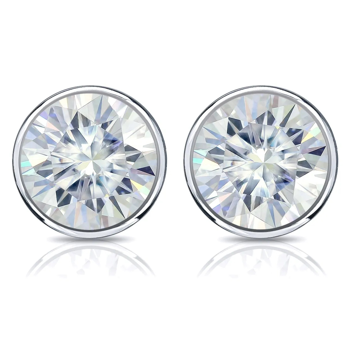Auriya 18k Gold 1ctw Bezel-set Round Moissanite Stud Earrings - 5 mm sold by Zulily product image thumbnail 3