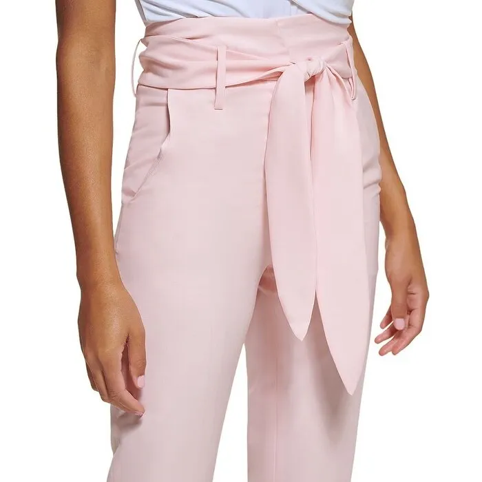 DKNY Women's High Waisted Tie Front Pants Pink Size 16 sold by Zulily