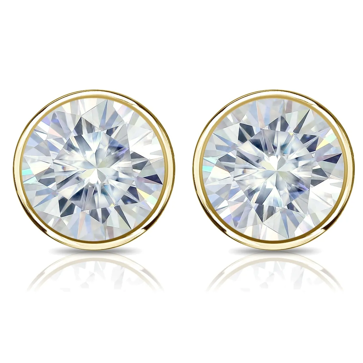 Auriya 18k Gold 1ctw Bezel-set Round Moissanite Stud Earrings - 5 mm sold by Zulily product image thumbnail 4