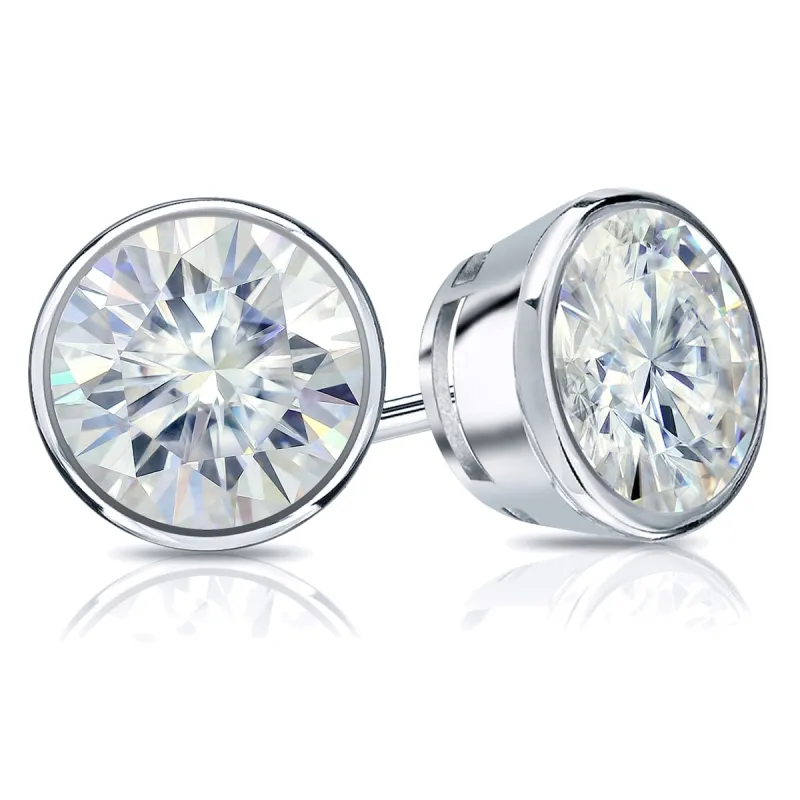 Auriya 18k Gold 1ctw Bezel-set Round Moissanite Stud Earrings - 5 mm sold by Zulily