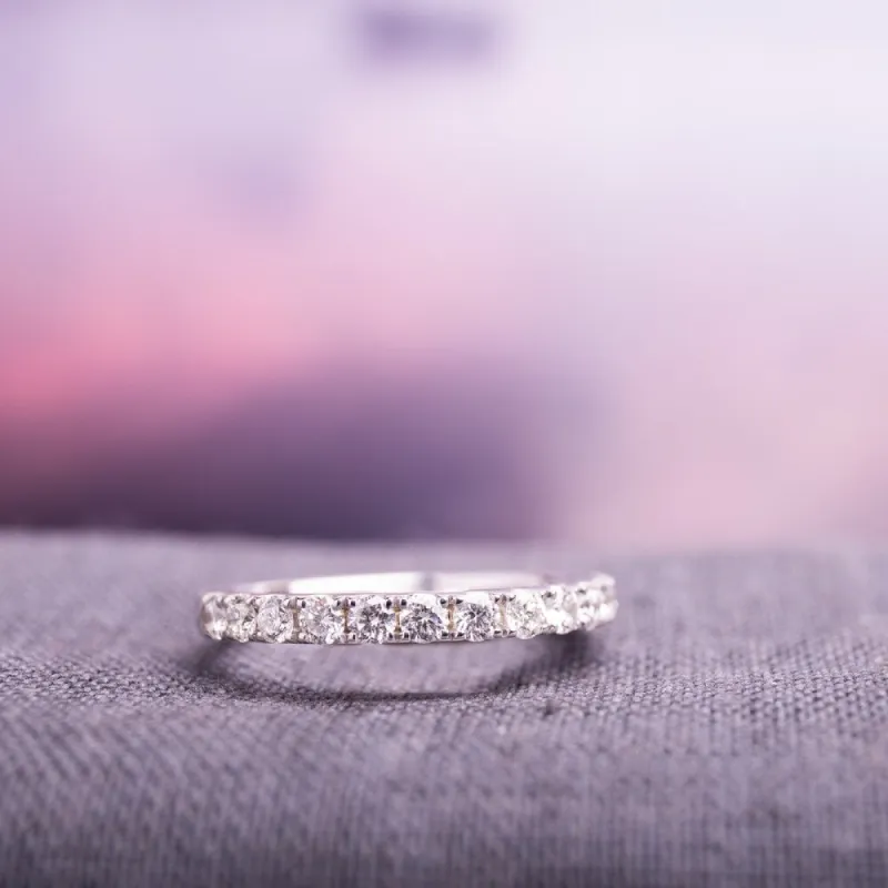 Miadora 10k White Gold 1/2ct TDW Diamond Stackable Semi-Eternity Band sold by Zulily