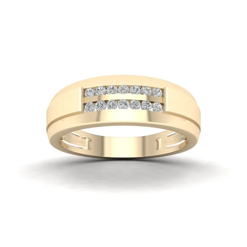 De Couer 10k Yellow Gold 1/4 ct TDW Diamond Men's Wedding Band sold by Zulily