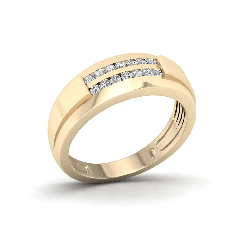 De Couer 10k Yellow Gold 1/4 ct TDW Diamond Men's Wedding Band sold by Zulily product image thumbnail 3