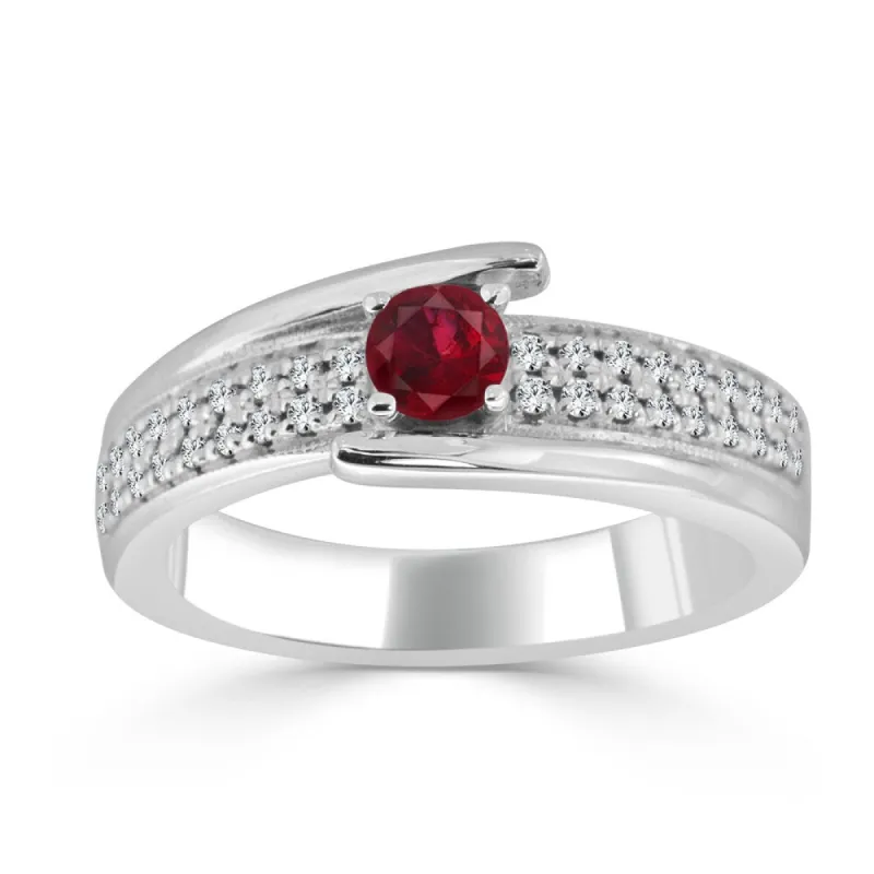 Auriya 14k Gold 1/3ct Ruby and 1/5ct TDW Round Diamond Engagement Ring sold by Zulily