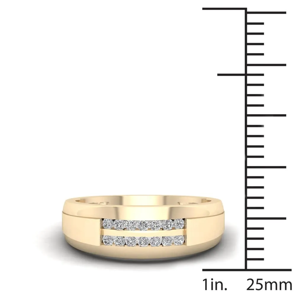 De Couer 10k Yellow Gold 1/4 ct TDW Diamond Men's Wedding Band sold by Zulily product image thumbnail 5