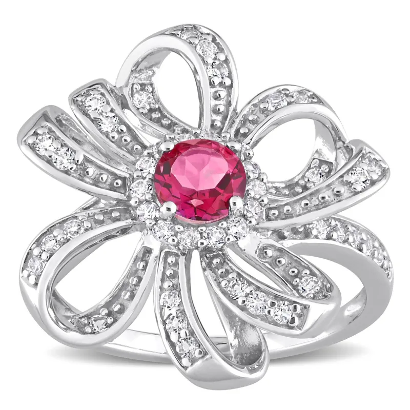 Miadora Pink and White Topaz Floral Cluster Ring in Sterling Silver sold by Zulily