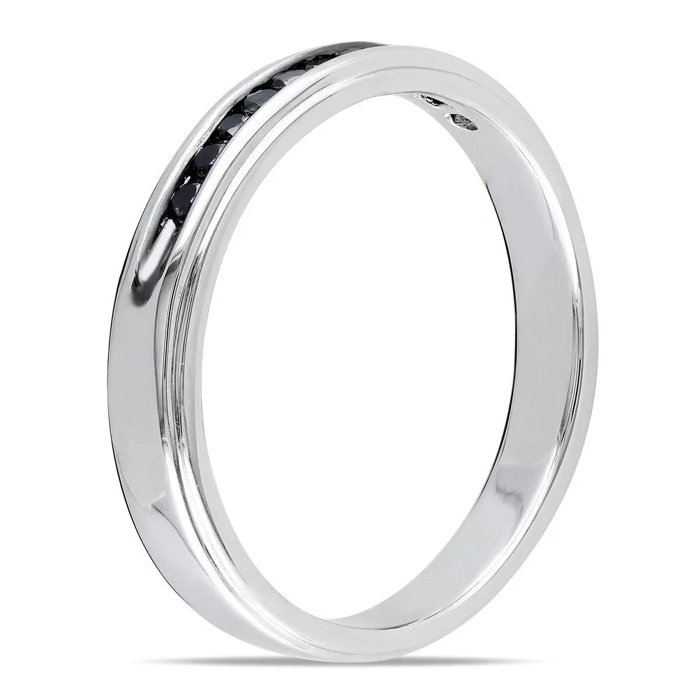 Miadora Sterling Silver 1/4ct TDW Men's Channel-set Black Diamond Wedding Band sold by Zulily product image thumbnail 2