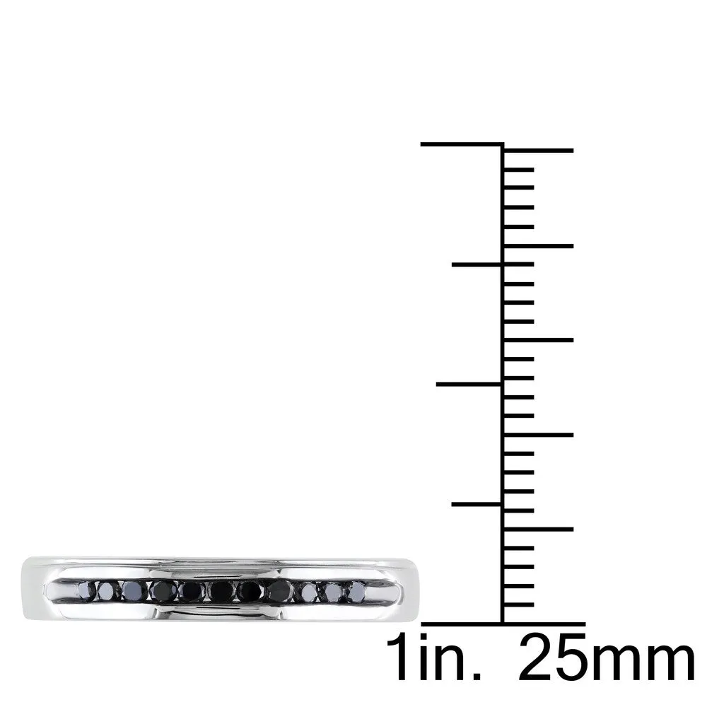 Miadora Sterling Silver 1/4ct TDW Men's Channel-set Black Diamond Wedding Band sold by Zulily product image thumbnail 3