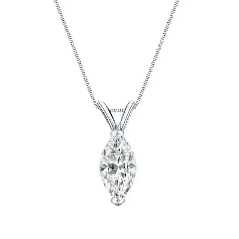 Auriya 18-karat Gold 1.75ctw Marquise Solitaire Lab Grown Diamond Necklace V-End Prong (D-E VVS) - 1.75 sold by Zulily