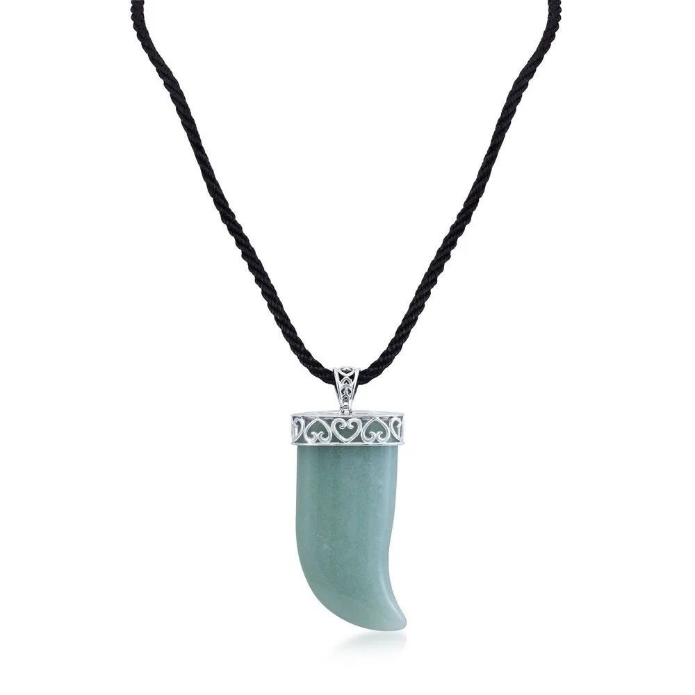 Sterling Silver with Natural Green Aventurine Horn Pendant and 18" Cord sold by Zulily