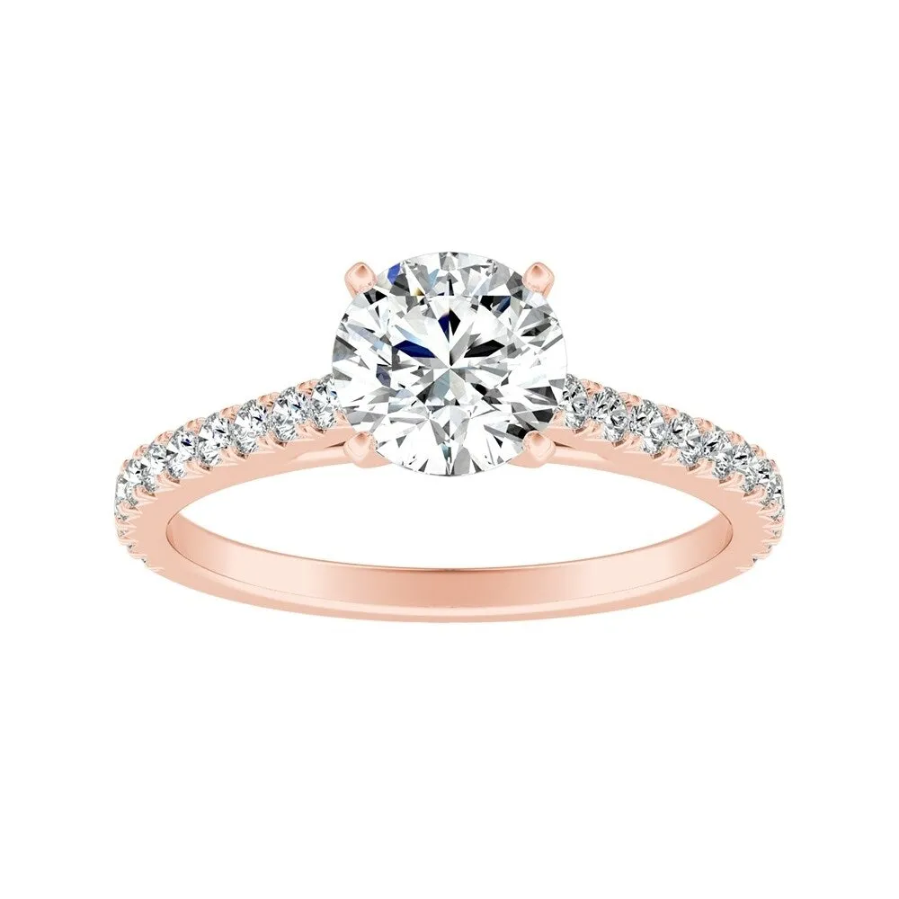 Auriya 14k Gold Round 4ct Moissanite and 1/3ctw Diamond Engagement Ring sold by Zulily product image thumbnail 3