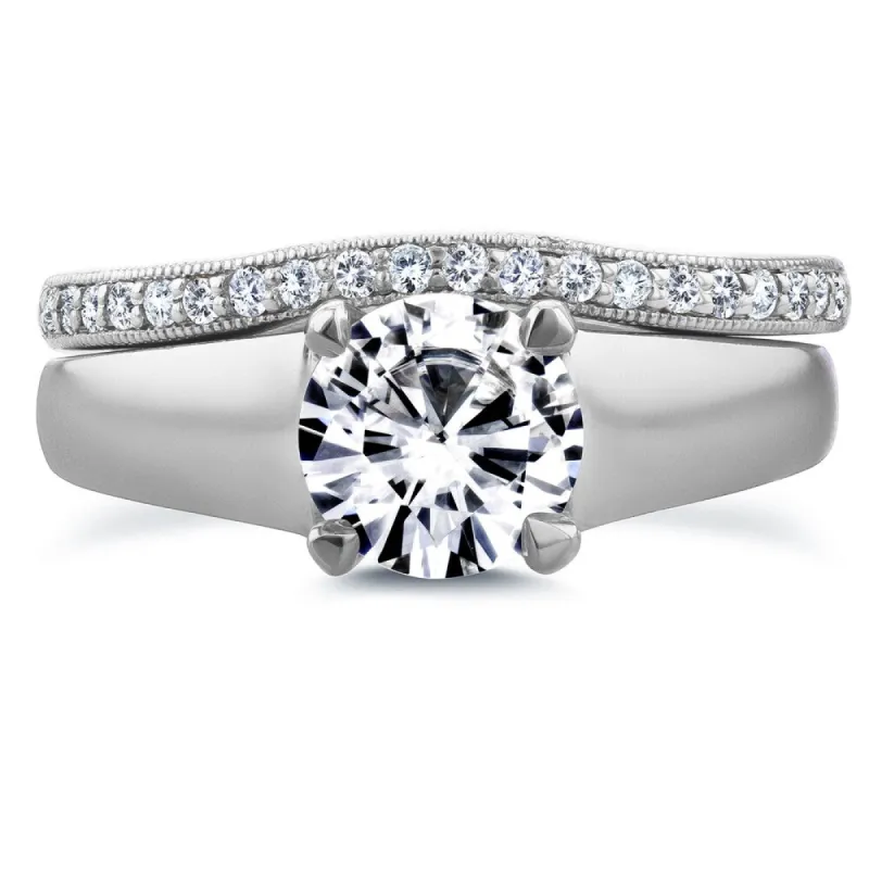 Annello by Kobelli 14k White Gold Round Cut Moissanite Solitaire and 1/6ct TDW Diamond Band Bridal S sold by Zulily