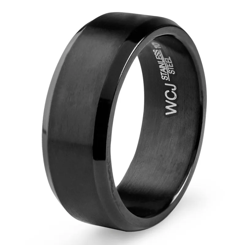 Black Plated Stainless Steel Satin Finish Ring (8mm) sold by Zulily