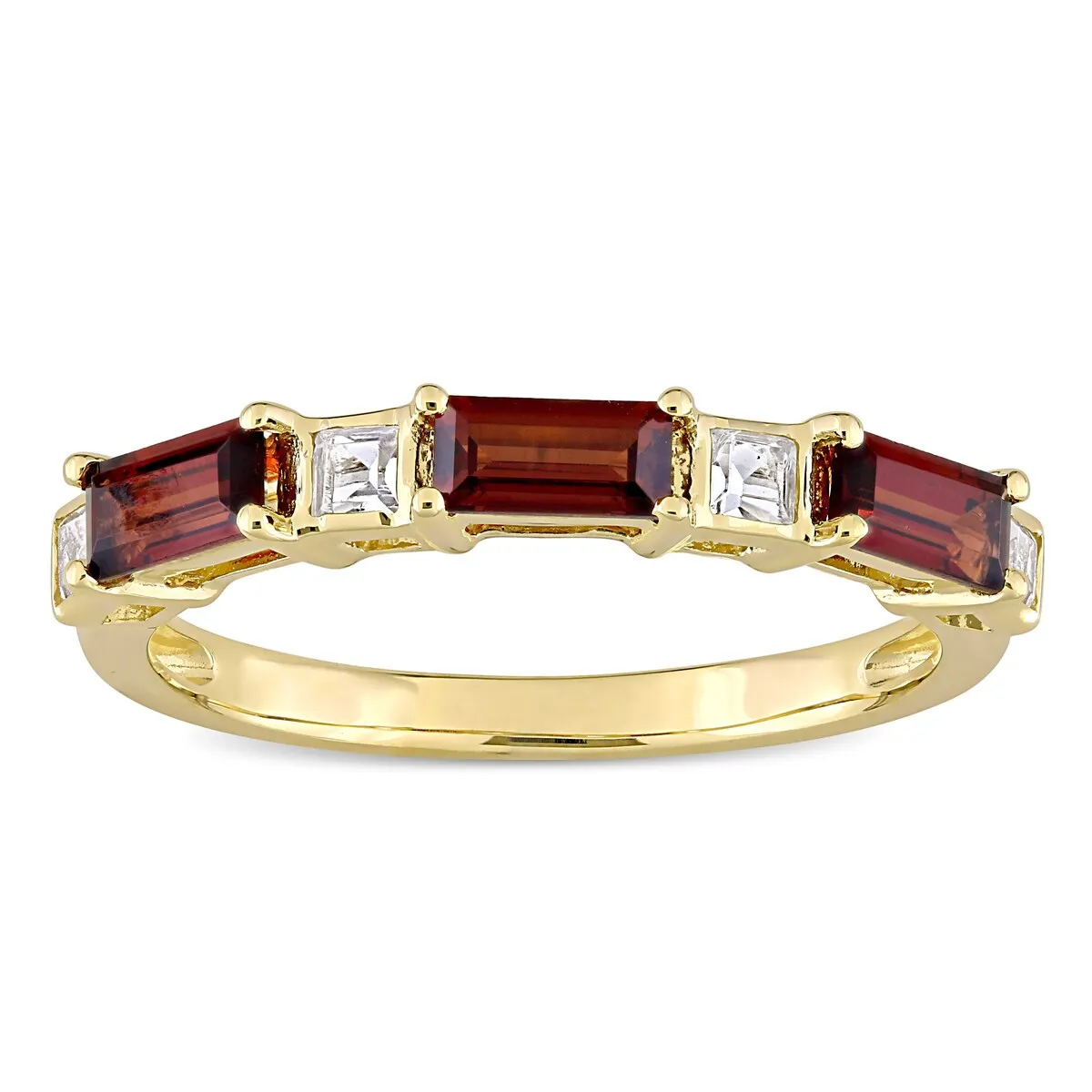 Miadora 10k Yellow Gold Baguette & Square-cut Garnet & White Topaz Stackable Eternity Wedding Band sold by Zulily