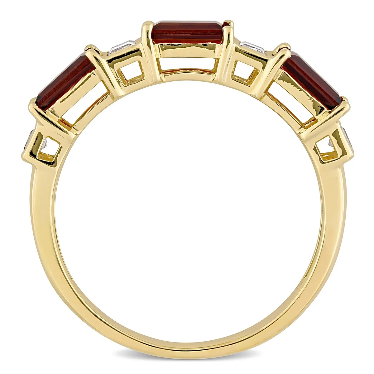 Miadora 10k Yellow Gold Baguette & Square-cut Garnet & White Topaz Stackable Eternity Wedding Band sold by Zulily product image thumbnail 4