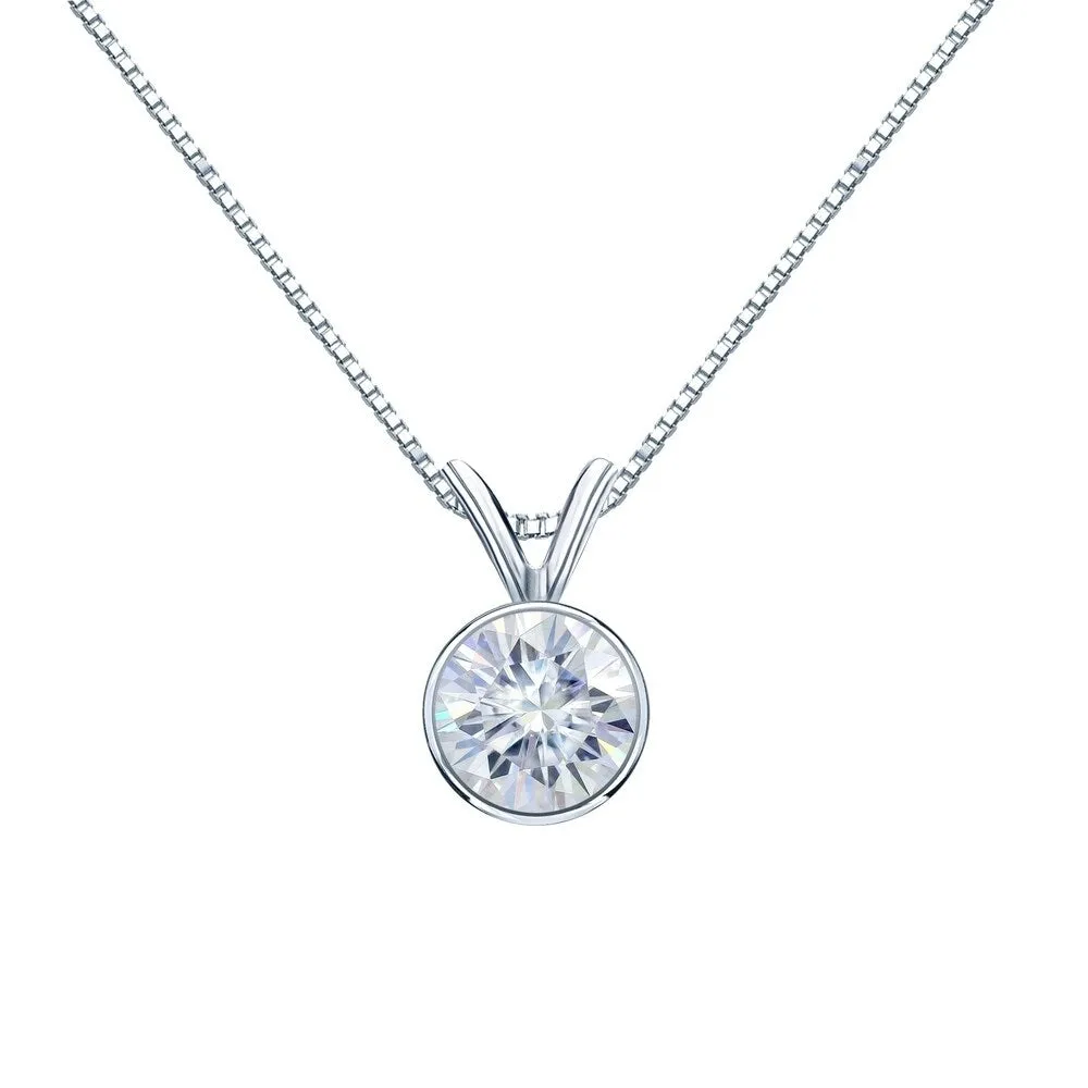 Auriya 1 1/2ctw Bezel-set Round Moissanite Necklace 18k Gold - 7.4 mm - 7.4 mm sold by Zulily