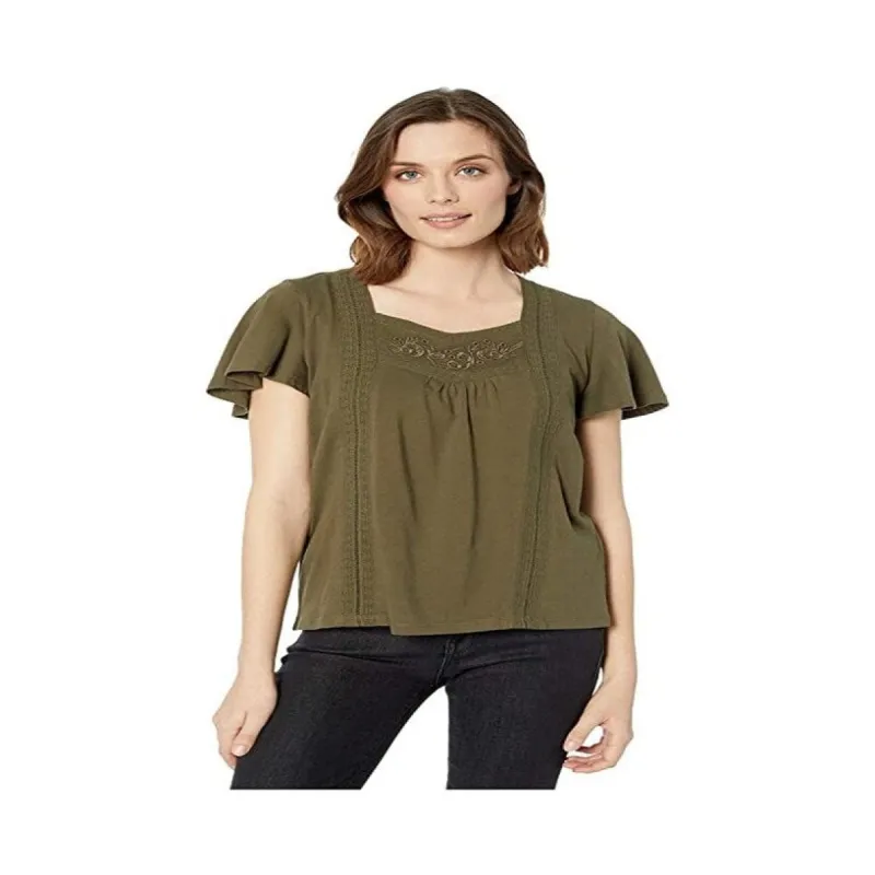 Lauren Ralph Lauren Womens Eyelet Boho Blouse Green Size Small sold by Zulily